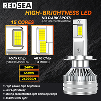 Phares LED Redsea Three Copper Pipe R67 240W 24000lm 4575 CSP Chip H1 H4 H7 Haute Puissance H11 9005 9006 Ampoule de Phare LED H7
