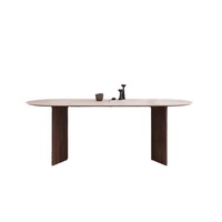 Juego de Comedor de Diseño Contemporáneo, Mesa Ovalada con Tapa de Tela y Sillas Curvas de Tela, Muebles Italianos de Lujo para el Hogar