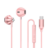 Audífonos Intrauditivos con Cable Tipo C para Juegos, Bajos Potentes, Decodificación Digital, Carcasa Metálica, Control por Cable, Micrófono