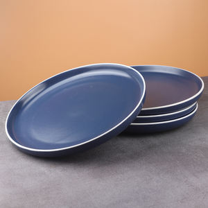 Plato Circular de Cerámica Esmaltada Mate para el Hogar, Plato para Vegetales y Huesos, Plato para Filetes de Hotel - Product Image 6