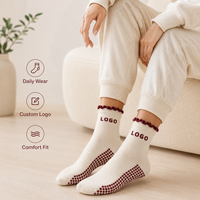 Chaussettes de compression tricotées sans couture personnalisées pour le corps, la cheville, le Pilates, le yoga, le trampoline, la barre, antidérapantes, à volants, pour l'automne et le quotidien