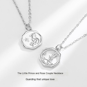 Nuovo piccolo principe rosa Design originale ciondolo geometrico rotondo miglior coppia collana ciondolo moneta ornamento di san valentino - Product Image 4