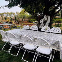 Meubles en métal, table et chaises pliantes d'extérieur en plastique blanc portables de 6 pieds