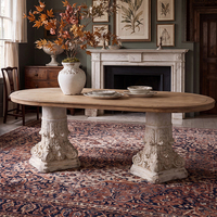 Table à manger européenne, design vintage colonne romaine, table de luxe pour hôtel, villa, restaurant