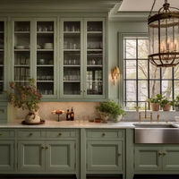 Ensembles d'armoires en laque verte Vermonhouzz aux designs modernes, armoires de cuisine pour toute la maison avec îlot, armoires de cuisine personnalisées de luxe