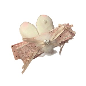 Pink polka dot lace bunny ear hair <b>clip</b> handmade hair accessory, a must-have for updos, sweet style banana <b>clip</b> - Product Image 5