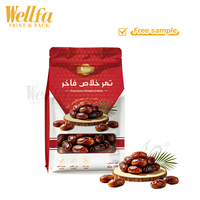 HALAL Aangepaste Logo 500g Voedselveilige Witte PE Medjool Dadels Verpakking Herbruikbare Zip Zak met Venster