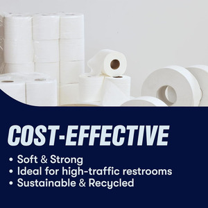 Papier toilette en rouleau géant blanc biodégradable <span class=keywords><strong>de</strong></span> qualité supérieure, 2 plis, adapté aux distributeurs universels - Product Image 4