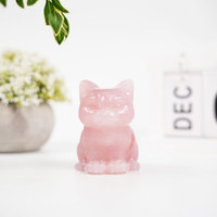 Statuette de chat sculptée en pierre précieuse naturelle, statue d'animal sculptée en cristal, décoration d'intérieur, décoration animale, cadeau en cristal