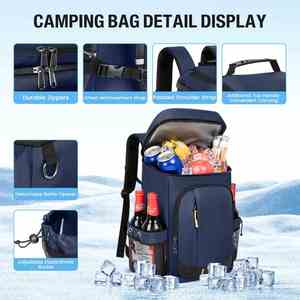 Large Soft Cooler Bag <b>Insulated</b> <b>Lunch</b> <b>Box</b> Backpack with Zippered Dispensing Lid Outdoor for Campus Girl Thermal Food Solar Panel - Product Image 5