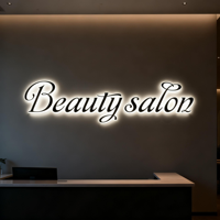 Enseigne de salon de beauté personnalisée, logo de marque 3D, panneau d'enseigne d'entreprise, signalétique murale de réception, enseigne en acrylique rétroéclairée par LED pour les entreprises