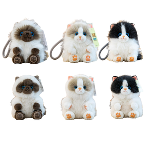 Porte-clés en peluche chat Ragdoll réaliste, simulation de qualité, <span class=keywords><strong>chaton</strong></span> mignon à longue fourrure, jouet en peluche, cadeau pour enfants, vente en gros - Product Image 1