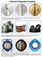 Katup Kupu-kupu Wafer Berpenggerak Tuas, Badan Besi Ulet, Dudukan Lunak EPDM, Katup Manual On/Off Garis Tengah, PN10 PN16 DN50-DN200