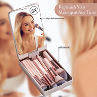 Vente en gros Nouveau 2026 Logo personnalisé 14 pièces Ensemble de pinceaux de maquillage professionnels de voyage avec miroir LED et étui à miroir LED