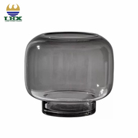 Fabricant hydroponique Cylindre Vase Grande Bouche Large Gris Transparent Cristal Fleur Vases Pour La Décoration Intérieure Vase En Verre