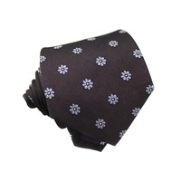 Cravate en soie jacquard tissée sur mesure, motif géométrique floral bleu ciel, largeur 8 cm, cravate marron pour homme, vente en gros Chine