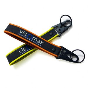 High Quality Fancy Giveaway Embroidery Fabric Custom Embroidered Keychain <b>Wristlet</b> Jettag Key Holder - Product Image 3