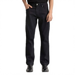 Jean en denim noir décontracté de qualité, coupe droite, taille mi-haute, tissu respirant, motif uni, tendance, délavé, streetwear ODM, tailles 28-42 - Product Image 2
