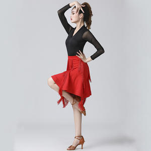 Vestido de <span class=keywords><strong>baile</strong></span> latino Mujer Adulto Falda Entrenamiento Big <span class=keywords><strong>Swing</strong></span> Fringe <span class=keywords><strong>Ropa</strong></span> de manga larga - Product Image 4