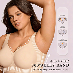 Reggiseno Senza Ferretto in Tessuto Solido per Donna, <span class=keywords><strong>Taglie</strong></span> <span class=keywords><strong>Forti</strong></span>, Senza Cuciture, Traspirante, Copertura Totale, Push-Up, Comodo con Spalline Regolabili - Product Image 2