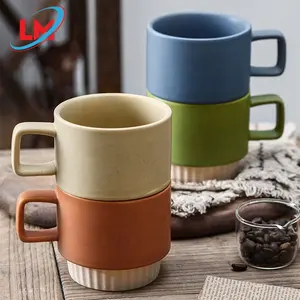 Taza de cerámica de Color de contraste Simple, Taza de cerámica Retro creativa, taza de café Simple de color nórdico apilable