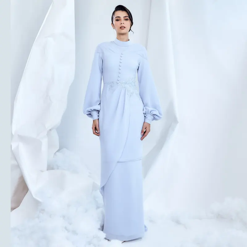 Женское кружевное свадебное платье SIPO Malaysia, элегантное мусульманское скромное свадебное платье с длинным рукавом для невесты Baju Kurung