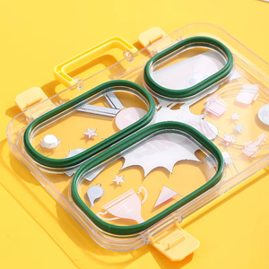 Bencircle B138 Stainless Steel Lunch <b>Box</b> 3 Compartments Portable Bpa Free Leak Proof For Children Cute Design Rectangle Shape - Product Image 5