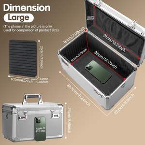 Boîte de rangement verrouillable en alliage d'aluminium, étanche, portable, à code, pour médicaments, argent, téléphone, objets de valeur, sécurisée pour enfants, réutilisable - Product Image 6