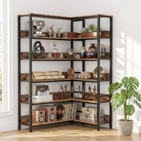 Estantería Esquinera Industrial de 6 Niveles en Forma de L, Librería Alta con Separadores y Estructura Metálica para Decoración de Oficina en Casa, Venta al por Mayor