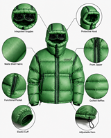 Veste d'hiver matelassée coupe courte coupe-vent à capuche, style streetwear vintage, avec impression à l'encre thermochromique personnalisée et changement de couleur