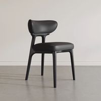 Chaise de salle à manger minimaliste nordique avec siège et dossier rembourrés, pieds en métal noir/bois pour salon moderne L003