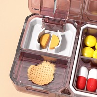 Utilisation quotidienne Portable 5 compartiments boîte de rangement de pilules coupe-pilule médecine organisateur poudre meulage conteneur médecine pilule étui