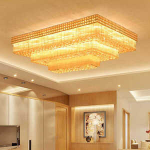 Luces de techo rectangulares LED montadas en superficie iluminación de araña de techo de cristal para sala de estar - Product Image 1