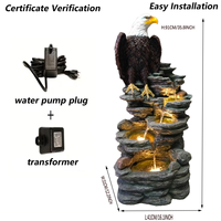Fuente de Agua en Cascada de 4 Niveles con Estatua de Águila, Fuente de Agua Decorativa para Exteriores con Luz LED, Venta al por Mayor