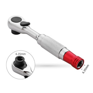 Llave de trinquete reversible 2 en 1 de 72 dientes y 1/4 de pulgada con mango de destornillador de liberación rápida para espacios reducidos - Product Image 3