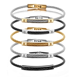 <span class=keywords><strong>Bracelet</strong></span> Câble Simple en <span class=keywords><strong>Acier</strong></span> Inoxydable Plaqué <span class=keywords><strong>Or</strong></span> 18K pour Hommes <span class=keywords><strong>et</strong></span> Femmes, Chaîne Torsadée, Cadeau Bijou - Product Image 4