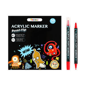 Juego de Rotuladores de Doble Punta para Pintar sobre Madera, Cerámica y Otros Materiales, con Punta de Pincel, 12/24/36 Colores, Rotuladores Acrílicos para Manualidades y Arte - Product Image 2