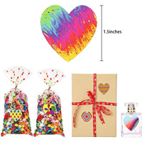 Rollo de 500 Pegatinas de Corazones Coloridos, Diseño Geométrico Abstracto Arcoíris, Pegatinas de Sellado para Envolver Regalos y Decoración