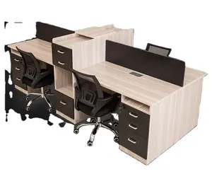 Muebles de oficina modernos, tablero de partículas, computadora de escritorio, escritorio de oficina para 4 personas para estación de trabajo de 4 plazas