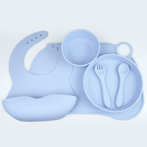 Juego de Platos de Silicona para Bebés, Libres de BPA, con Succión, Diseño de Dibujos Animados, para el Aprendizaje de la Alimentación, con Cuchara y Tenedor, Personalizable, Se Aceptan Pedidos OEM - Product Image 4