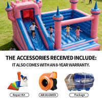 Château gonflable rose AirFunPro en PVC, modèle animal de dessin animé, trampoline gonflable facile à monter pour 10 personnes, vente en gros