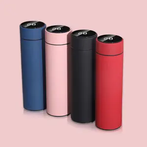 Simple smart thermos cup 316 stainless steel rubber paint smart vacuum insulated water bottle creative macaron cup gift cup