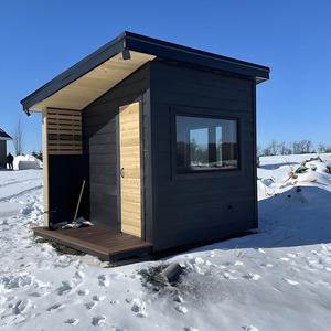 Sauna et bain à remous hybride en bois massif pour 4 à 6 personnes, moderne, pour villa, extérieur, noir, infrarouge, bain de glace, personnalisation du pont de bain - Product Image 2