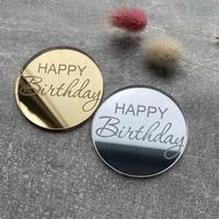 Neue hochwertige Gold runde Acryl alles Gute zum Geburtstag Cake Topper Kuchen Zubehör Party Kuchen Dekoration liefert Cupcake Topper