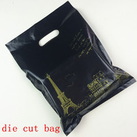 Sac de courses en plastique découpé sur mesure avec poignée, impression de logo, recyclable, thermoscellable pour l'emballage de boutiques et d'épiceries