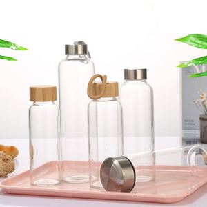 Bouteille d'eau en verre borosilicate haute qualité 500 ml 1000 ml avec logo personnalisé, réutilisable, avec couvercle métallique, pour boire directement, idéale pour le camping - Product Image 4
