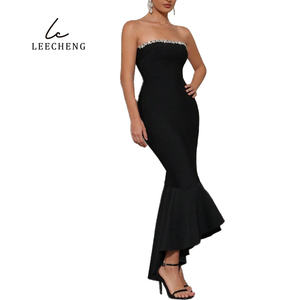 <span class=keywords><strong>Abito</strong></span> da sera a sirena nera in stile europeo elegante <span class=keywords><strong>abito</strong></span> da ballo formale <span class=keywords><strong>per</strong></span> cerimonia di <span class=keywords><strong>laurea</strong></span> con perline sottili naturali - Product Image 5