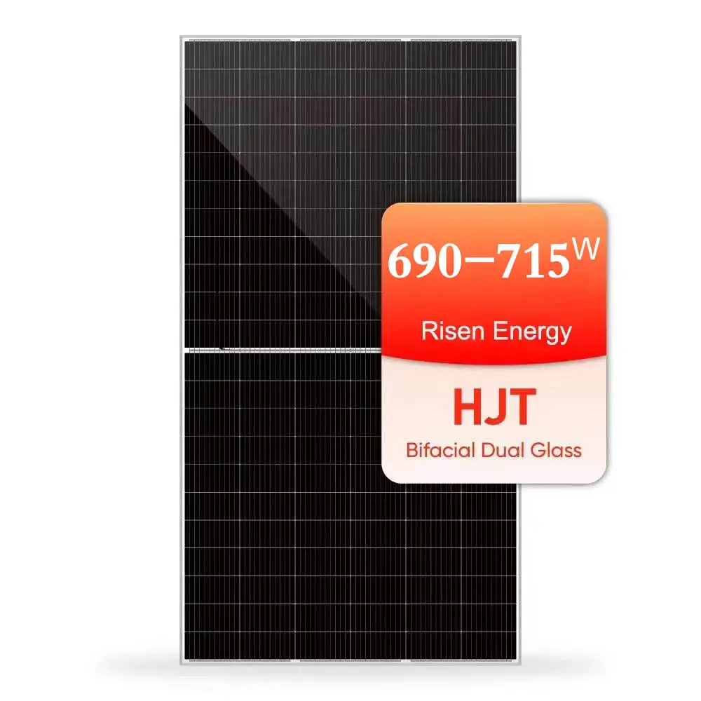 Risen TOPCon HJT ألواح شمسية ثنائية الوجه بقدرة 690 وات للاستخدام المنزلي والتجاري نظام طاقة شمسية عالي الكفاءة
