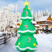 1,5 m Hochwertiger Aufblasbarer Weihnachtsbaum mit Eingebauten LEDs Zuckerstangen-Stern-Dekorationen - Wetterfester Außendekoration für Feiertagspartys