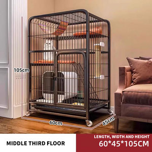 Jaula para Gatos <span class=keywords><strong>de</strong></span> Malla <span class=keywords><strong>de</strong></span> Alambre Galvanizado <span class=keywords><strong>de</strong></span> Estilo Moderno Premium, Resistente, Transpirable, <span class=keywords><strong>con</strong></span> Gran Espacio y Ruedas Universales - Product Image 5